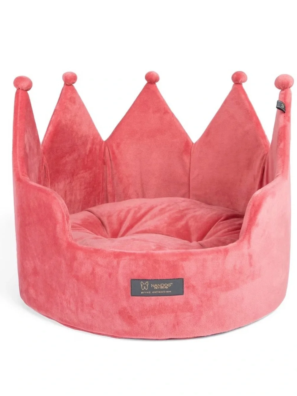 NANDOG, Plush Crown Dog Bed - Pink